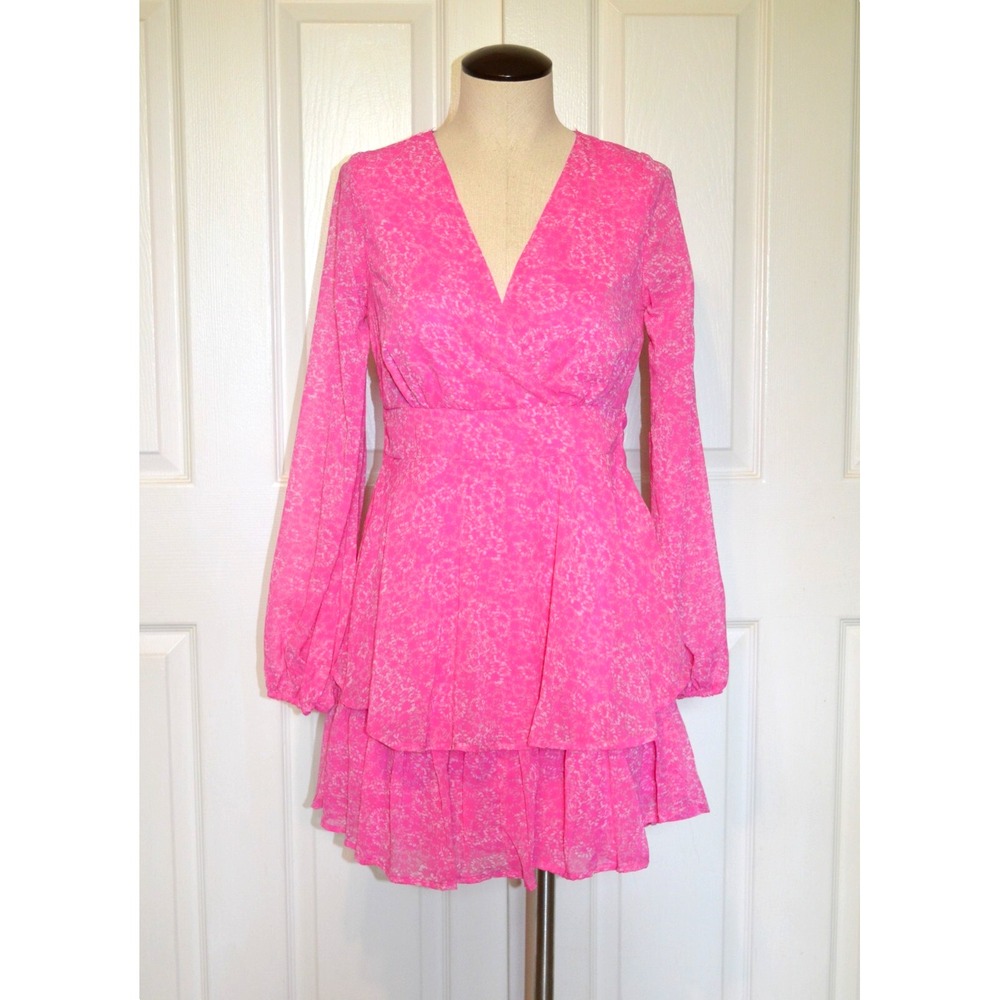 Jopna Women's Mini Dress‎ Size S Pink All Over Print Cottagecore Feminine Boho
